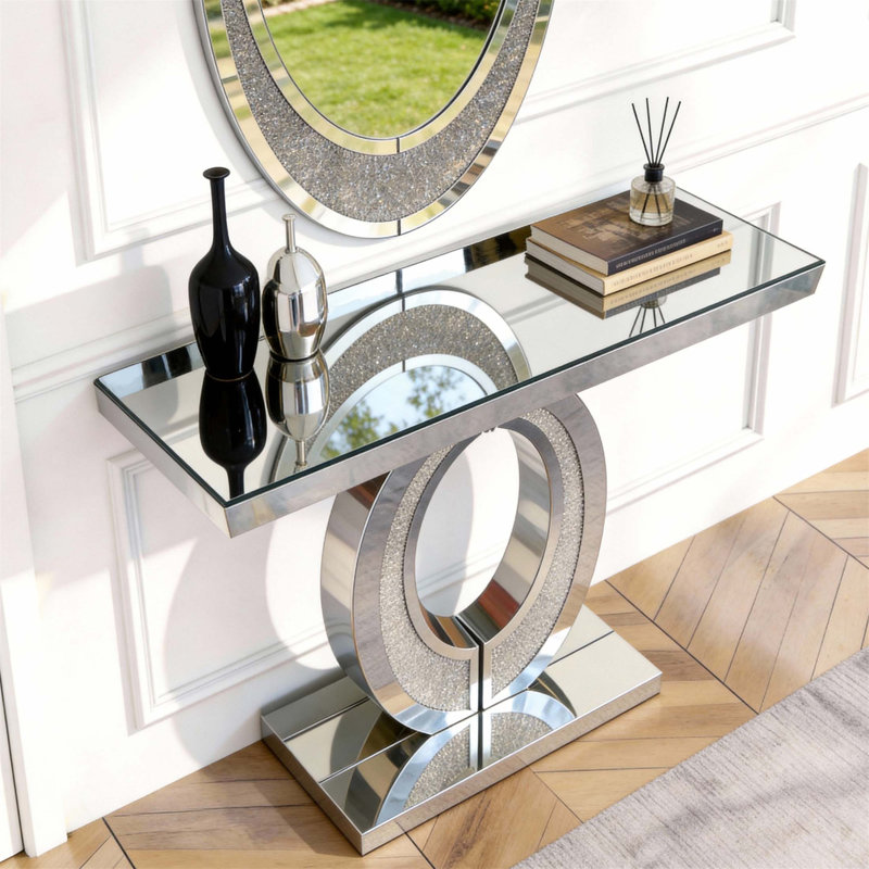 Miroir et miroir en diamant concassé, élégant et grand pour le couloir et le salon, réfléchissant et durable