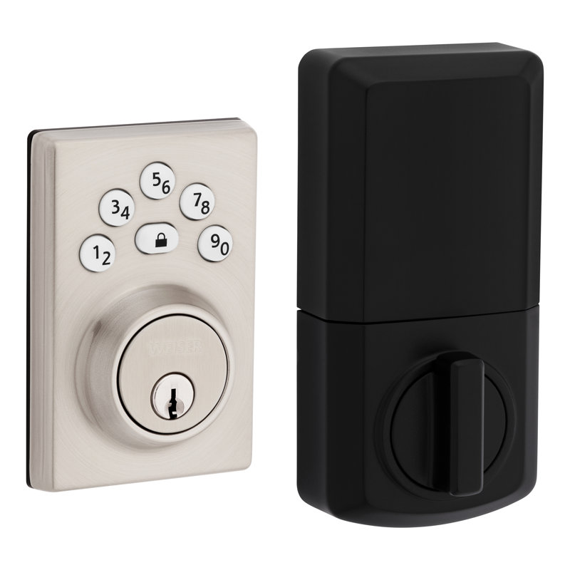 Elements Contemporary Keypad Keyless Entry Door Lock Electronic Deadbolt, Satin Nickel