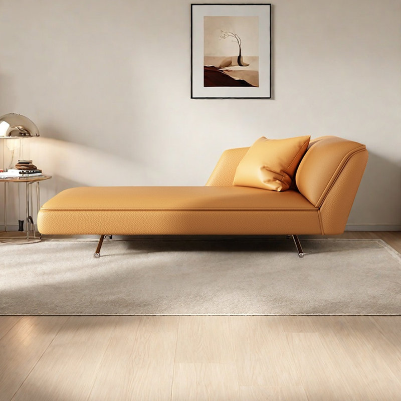 Méridiennes en cuir pour chambre à coucher, Orange, Orienté à droite