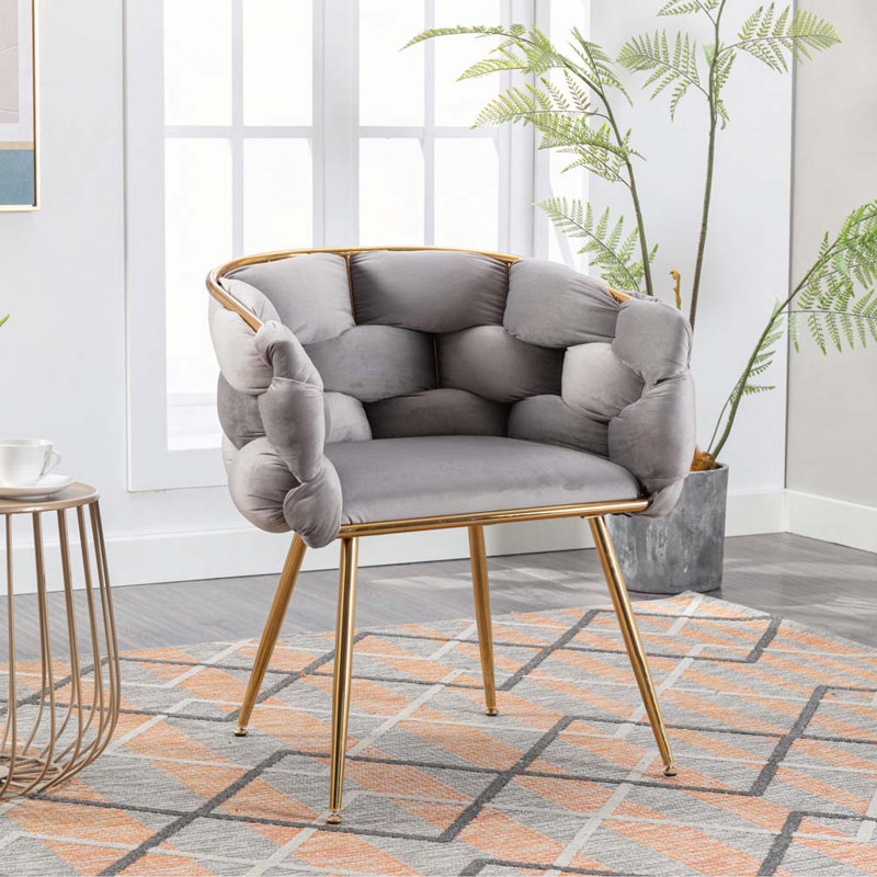 Fauteuil rembourré en velours, Gris