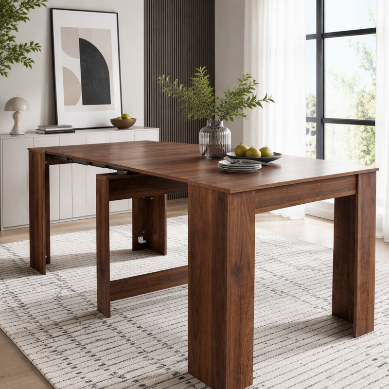 Table de salle à manger multifonctionnelle extensible, Walnut