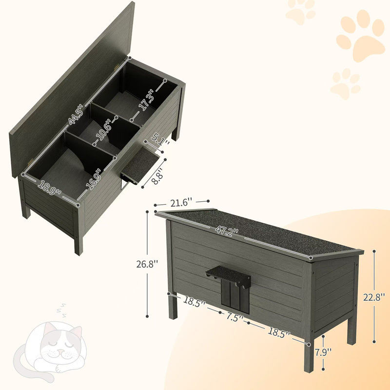 Maison d'extérieur pour chats multiples, 100% mousse isolante, résistante aux intempéries, bois de grande taille