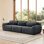Tissu moelleux doux et moelleux de 114 po, canapé modulaire modulaire, conception ergonomique avec coussins décoratifs, emballage sous vide à compression complète, gris foncé
