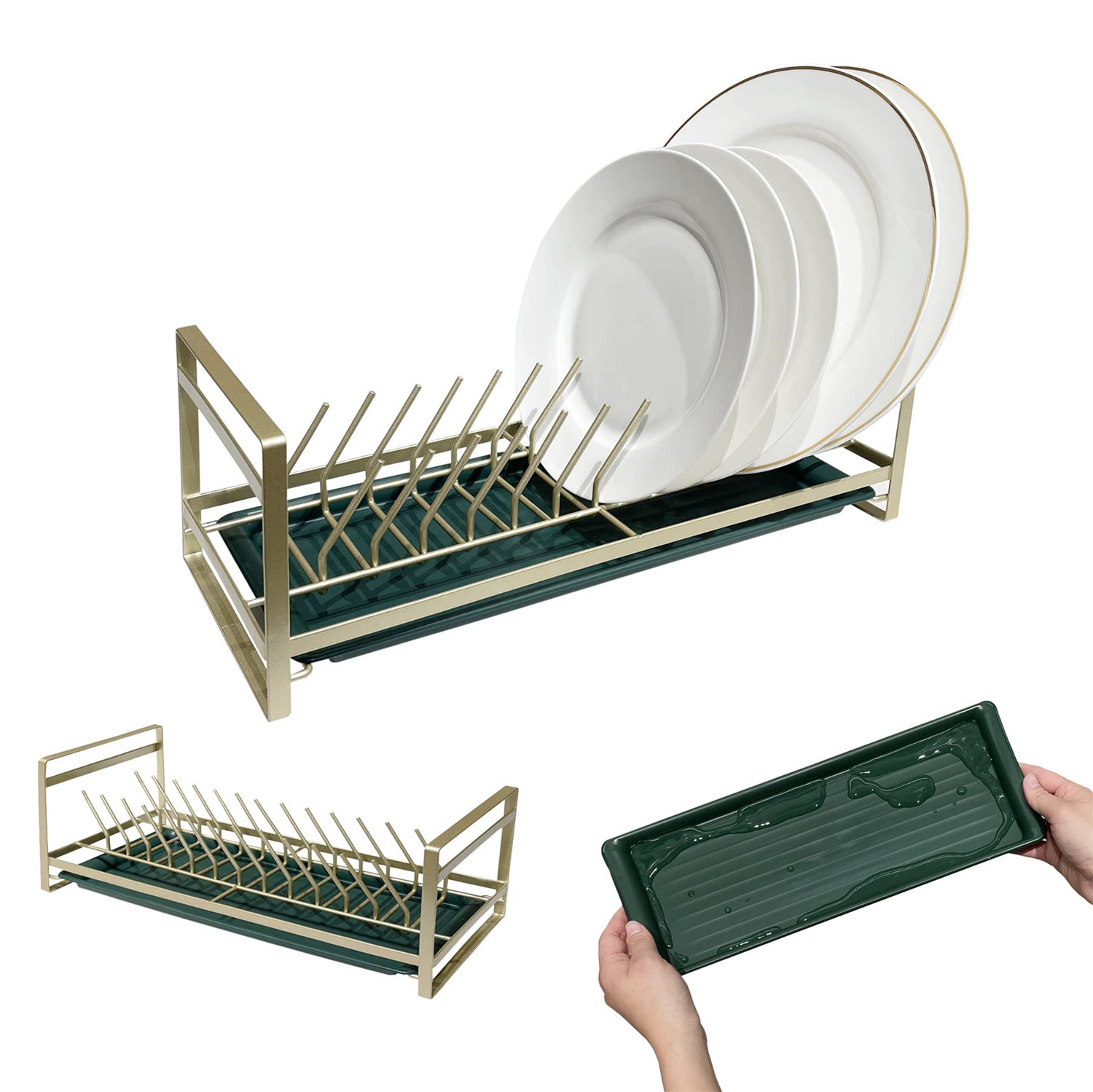 YITAHOME Compact Dish Rack for Kitchen Counter Gold Plate Rack ...