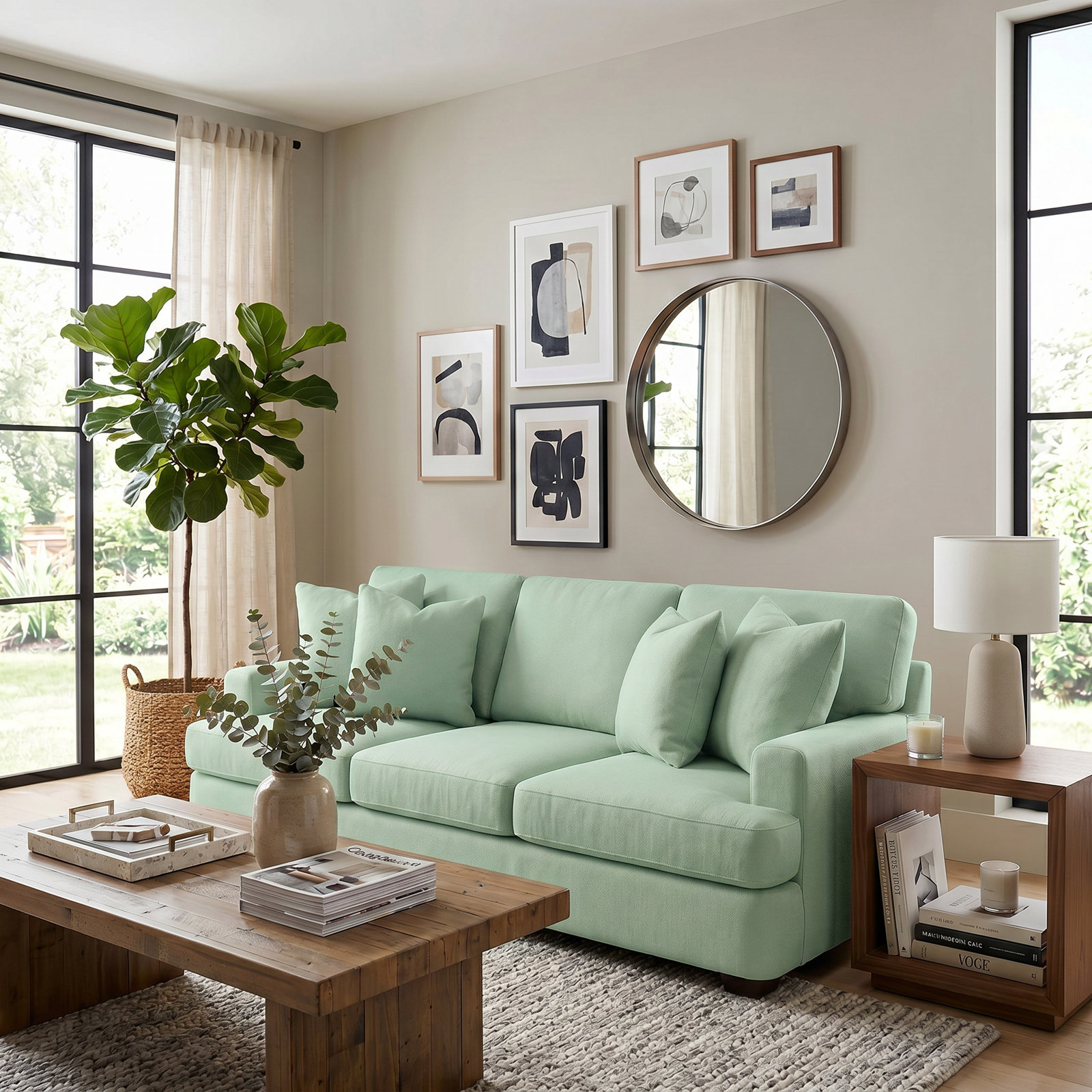 Emilio 90'' Upholstered Sofa, Bayou Spray