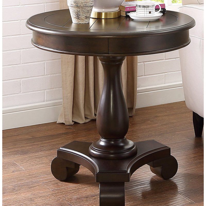 Table d'appoint Finish - ronde de 26 po et bois classique élégant en X 26,5 po, gracieux, Espresso