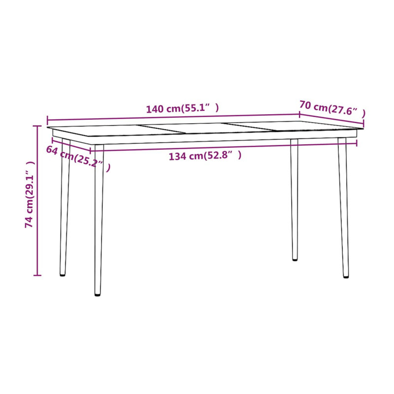 Janill Square 2 - Person Bistro Set, 29.1" H x 55.1" W x 27.6" D, 6, Black