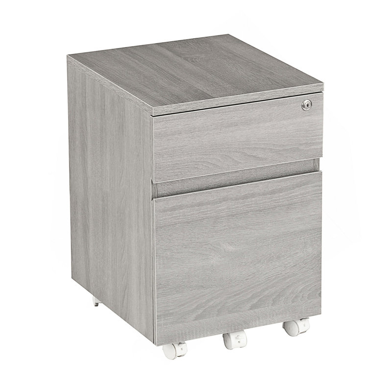 Rolling Two Drawer Vertical Filing Cabinet With Lock And Storage
