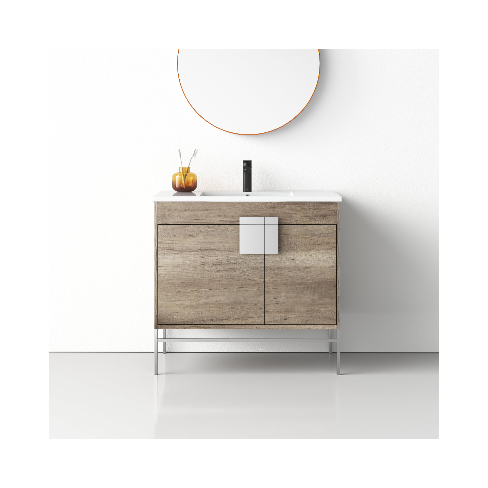 Maisie 36'' Single Bathroom Vanity, Gray, Polished Chrome