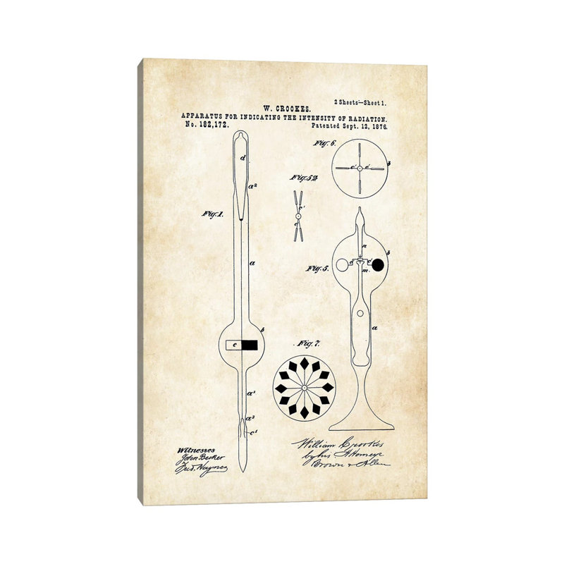 Crookes Radiometer Bulb by Patent77 - Wrapped Canvas Gallery-Wrapped Canvas Giclée, 20.32 cm H x 30.48 cm W