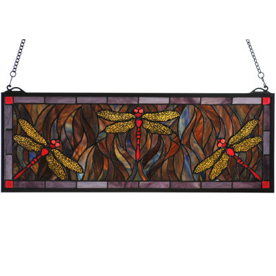 Vitrail en verre coloré 28 po x l 10 po Tiffany