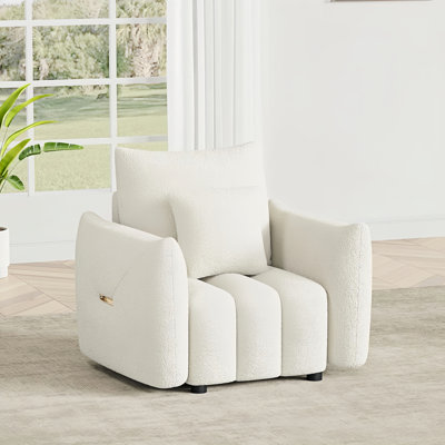 35.2''W Modern Teddy Fabric Sofa, Upholstered with One Pillow