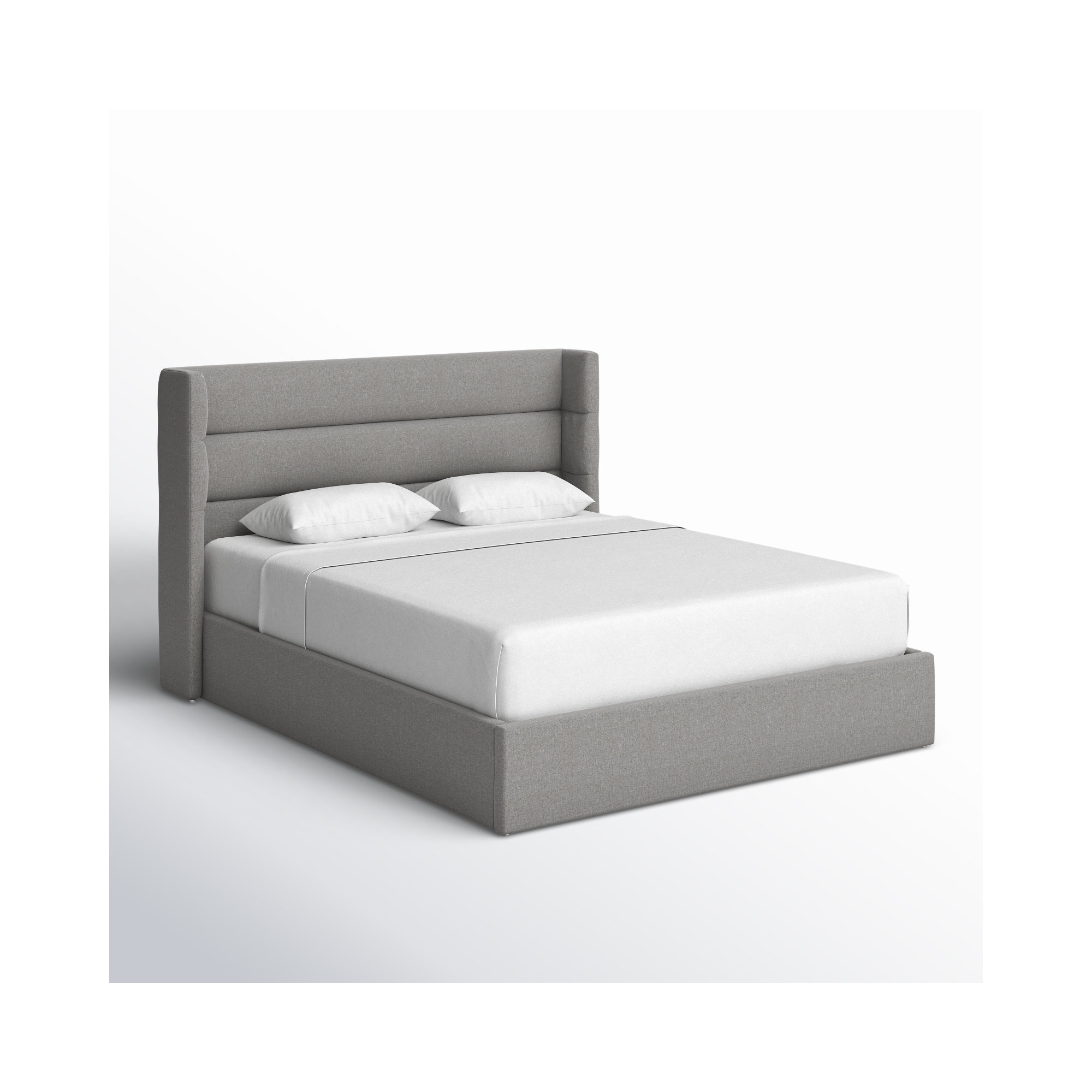 Doria Upholstered Bed, Light Gray, Queen