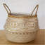 Grand panier pour le ventre en ruppie maritime 17 po beige et blanc avec poignées