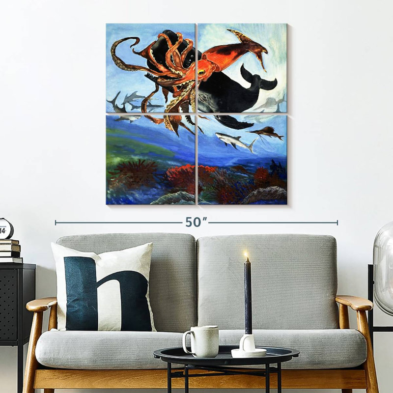 Brampt A Giant Squid Fights For Its Life, 32" H x 32" W