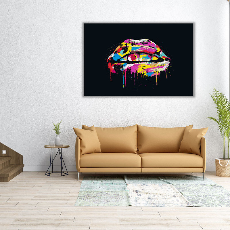 Lèvres - reproduction d'art sur toile, H 24 po x l 36 po