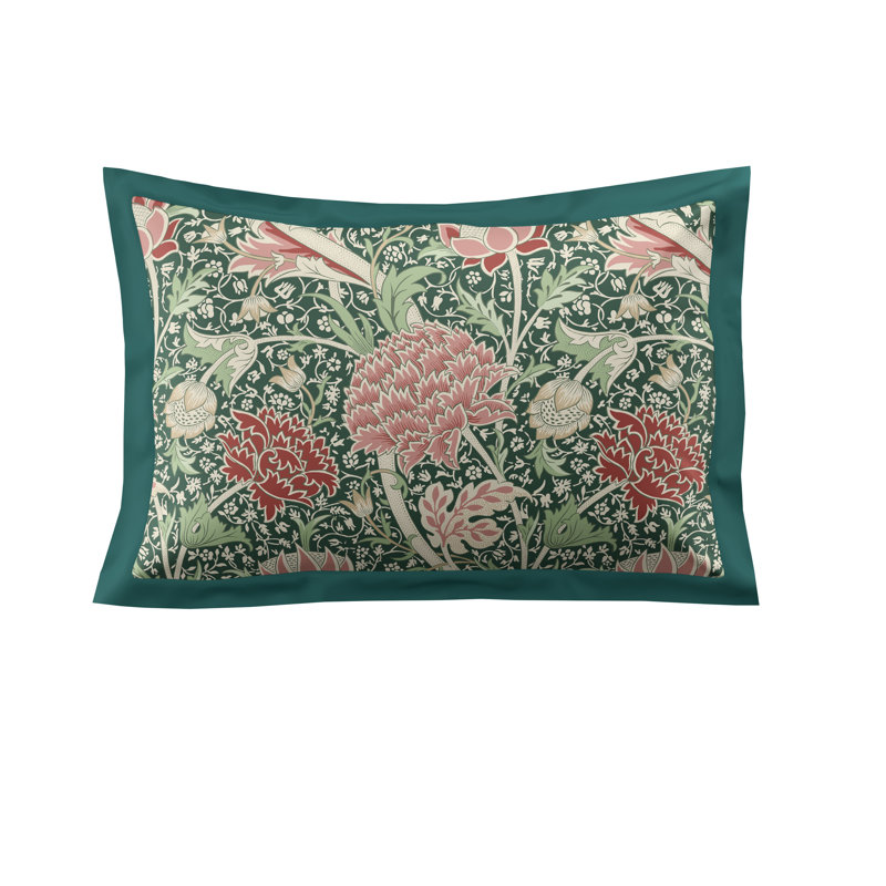 Cray Forest Green Cranberry 250 Thread Count Pillowcase Pair