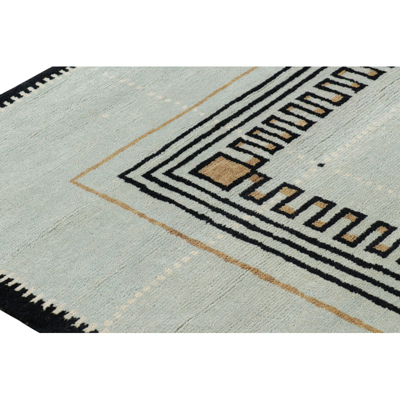 Art Deco Hand Knotted Wool Geometric Area Rug, Rectangle 14' x 20'