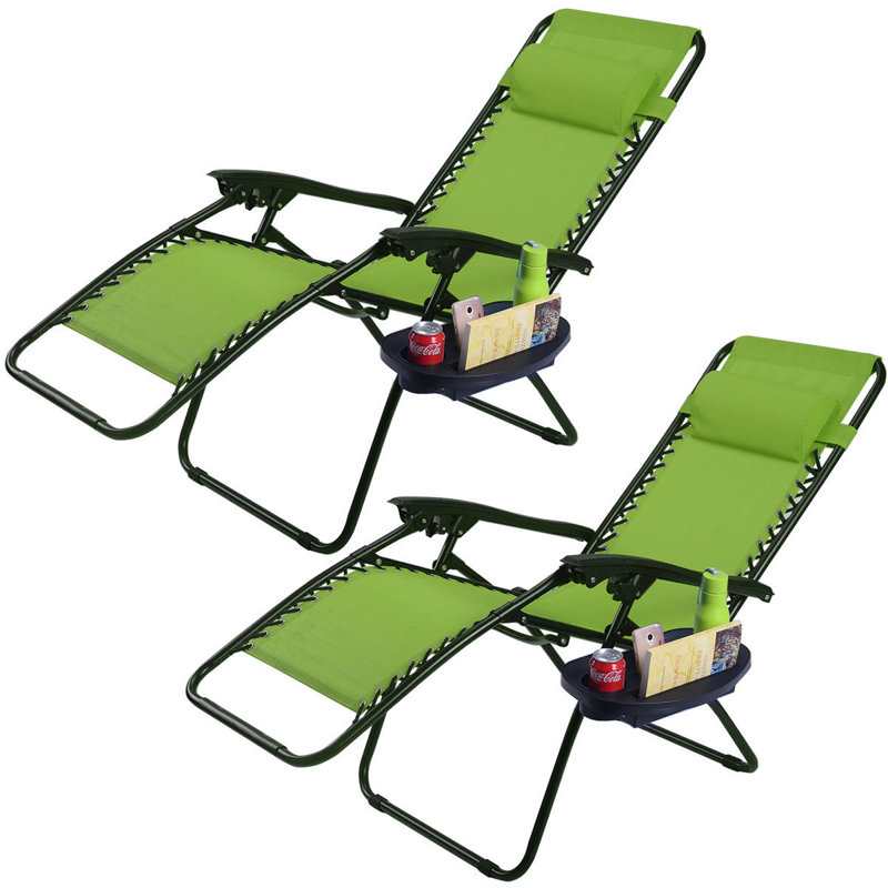 Romero Outdoor Metal Chaise Lounge Set, Green, 1