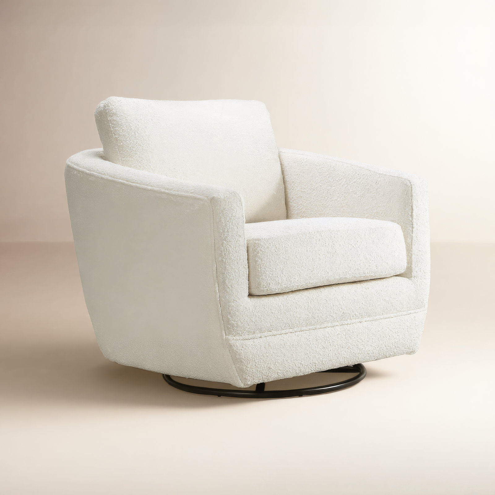 Gogh Linen Swivel Glider, Cream Boucle