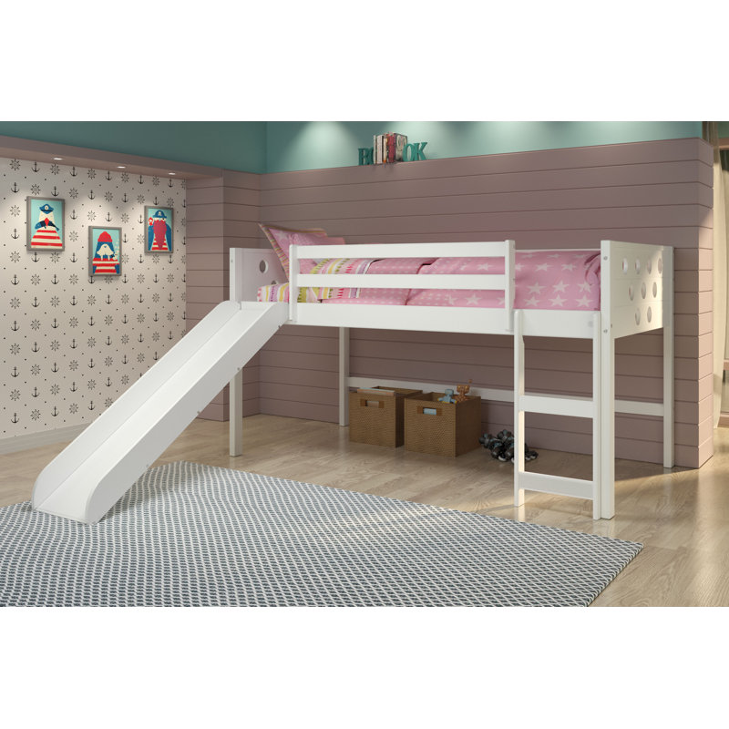 Hubbard Twin Solid Wood Platform Loft Bed by Isabelle & Max, White