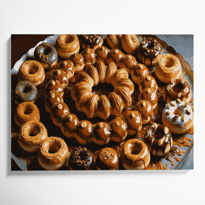 Art mural sur toile, "Desserts Cronuts Brown", H 11 po x l 14 po