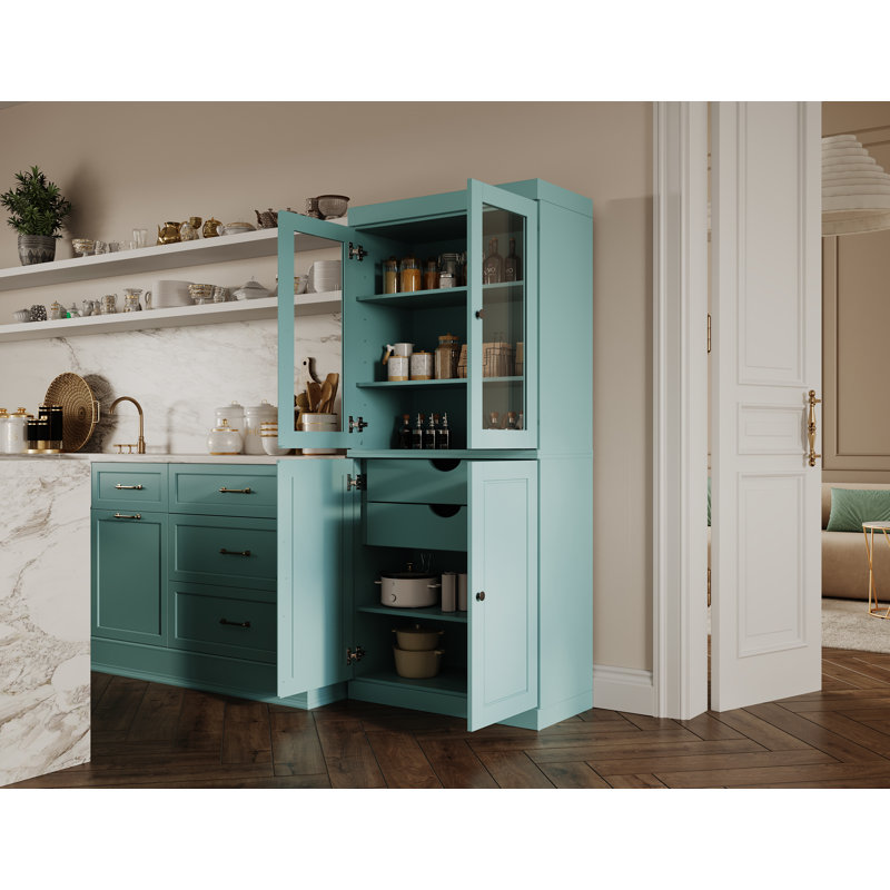 Armoire garde-manger 100% bois massif Kaniesha Palace Imports, Turquoise