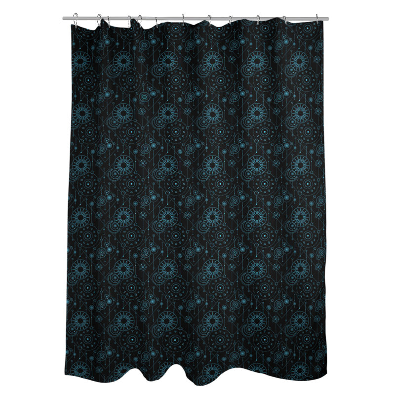 Katelyn Elizabeth Geometric Shower Curtain, Black/Blue