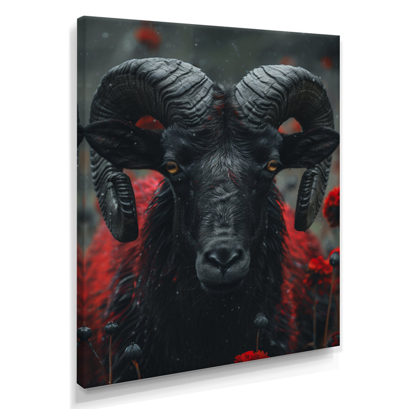 «Black Astrology Rams Radiance Aries» - impression d'art mural, H 30 po x l 40 po, Toile tendue
