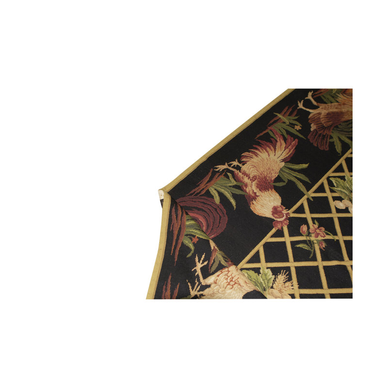 Hand-Knotted High-Quality Green/Black/Red Area Rug