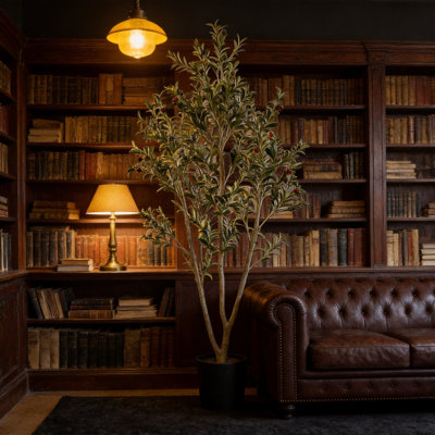 6' Artificial Olive Tree in Plastic Black Pot