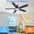 52" Flush Mount Modern Ceiling Fan With Lights And Remote Control, Reversible And 5 Dual-sided Blades-498187537