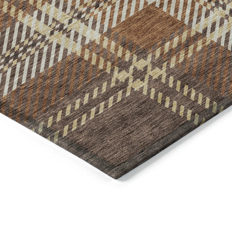 Tapis intérieur lavable 10 pi x 14 pi cuivré chocolat et doré
