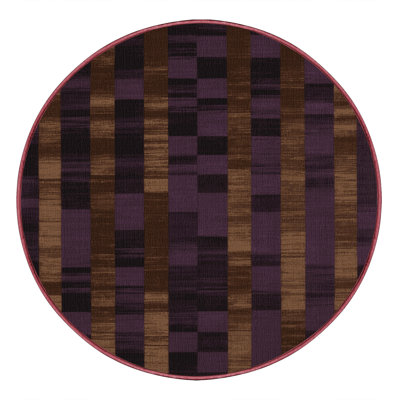 Machine Washable Checkered Brown Area Rug