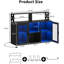 Bar Cabinet With Power Outlets, Led Lights And Glass Holder, Storage Buffet Cabinet-975860474