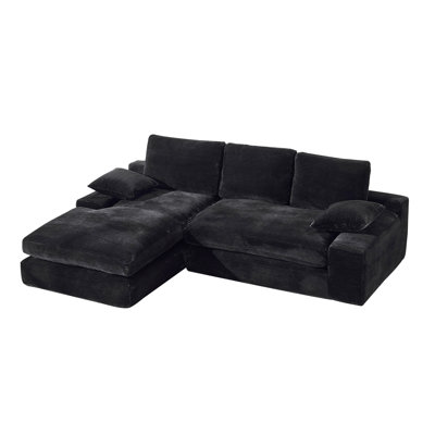 99*69" Modular Sectional Living Room Sofa Set, Modern Minimalist Style Couch, Upholstered Sleeper Sofa For Living Room, Bedroom, 2 Pc Free Combination, Installation-Free Sofa, L-Shape, Black