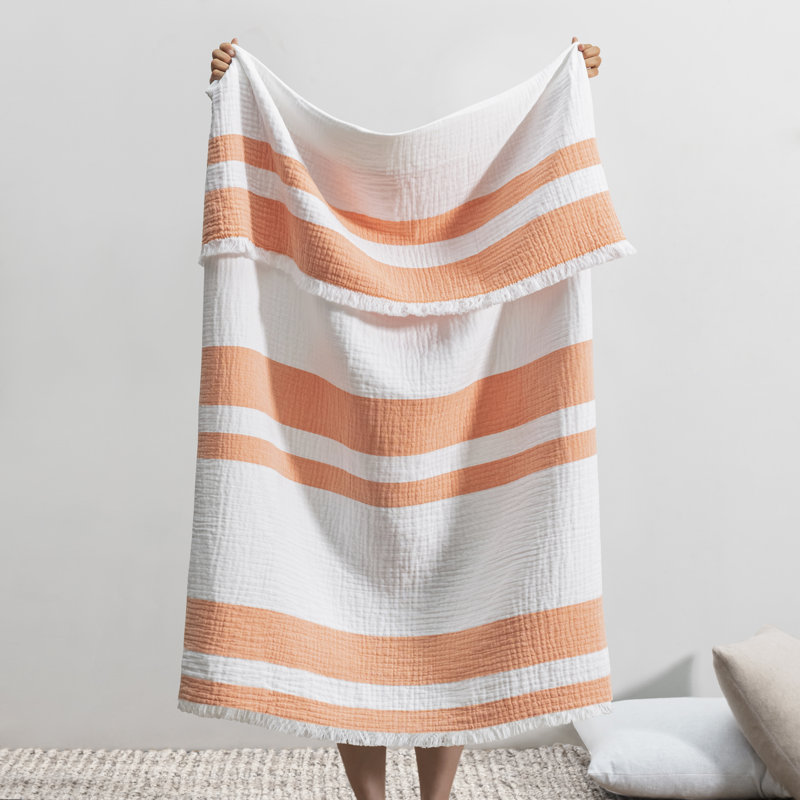San Marino Cotton Throw, Papaya