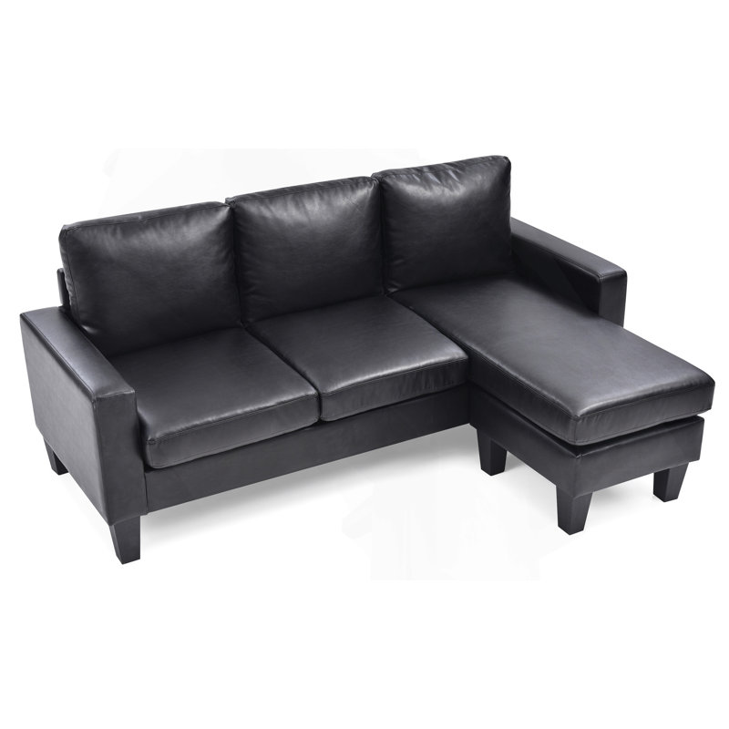 Sandridge Sectional, Black Faux Leather