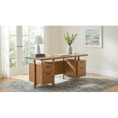 69.4" W Transitional Computer Desk, Brown