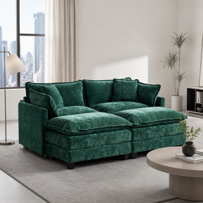 Cloud Sofa Loveseat with Double-Layer Cushions and Breathable Chenille Upholstery for Living Room or Apartment Comfort.
