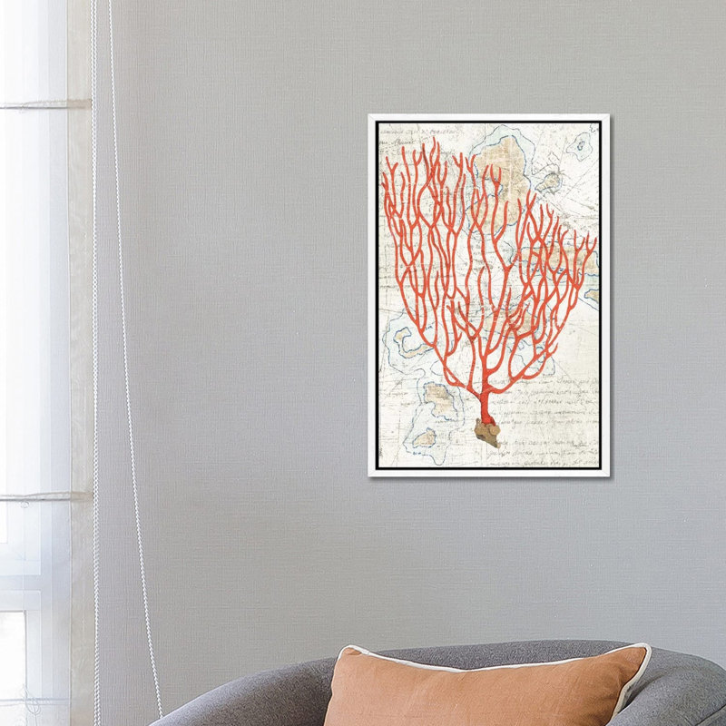 Textured Coral IV by Avery Tillmon - Print on Canvas, 66.04 cm H x 45.72 cm W, White Floater Framed
