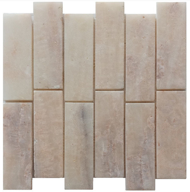 Carreau de mosaïque en marbre CNK Mix Quartz Subway 2 "X6", Mix Quartz 2x6 - 1 Sheet (1 Sq Ft)