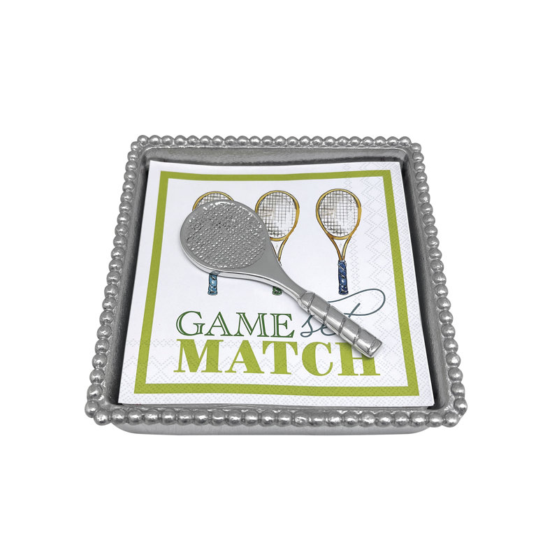 Tennis Racket Beaded Flat Napkin Holder Set