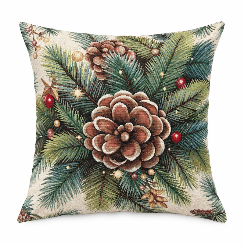 Winter Holiday Bouquet Pillow Damask Throw Pillow
