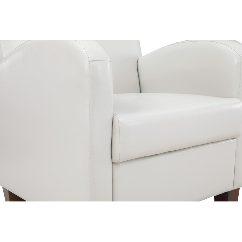 Fauteuil club avec repose-pieds 29,25 po Genest, Simili cuir blanc