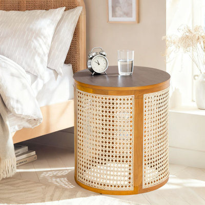 Table de chevet ronde avec rangement Boho