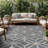 Pissouri Geometric Blue/Gray/Ivory Indoor & Outdoor Area Rug-1020926715