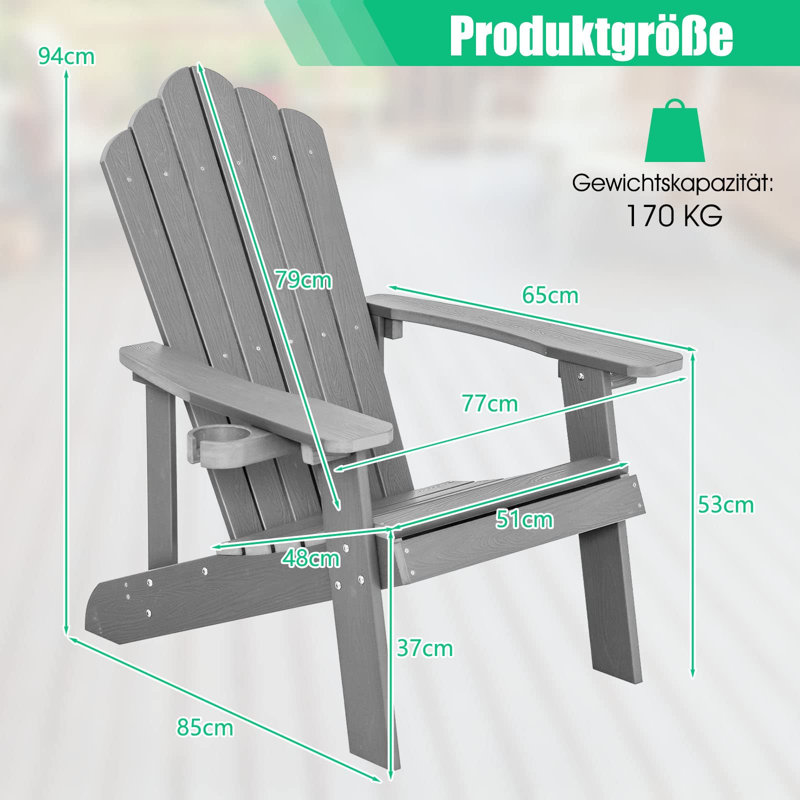 Braziel Foldable Outdoor Adirondack Chair, Grey