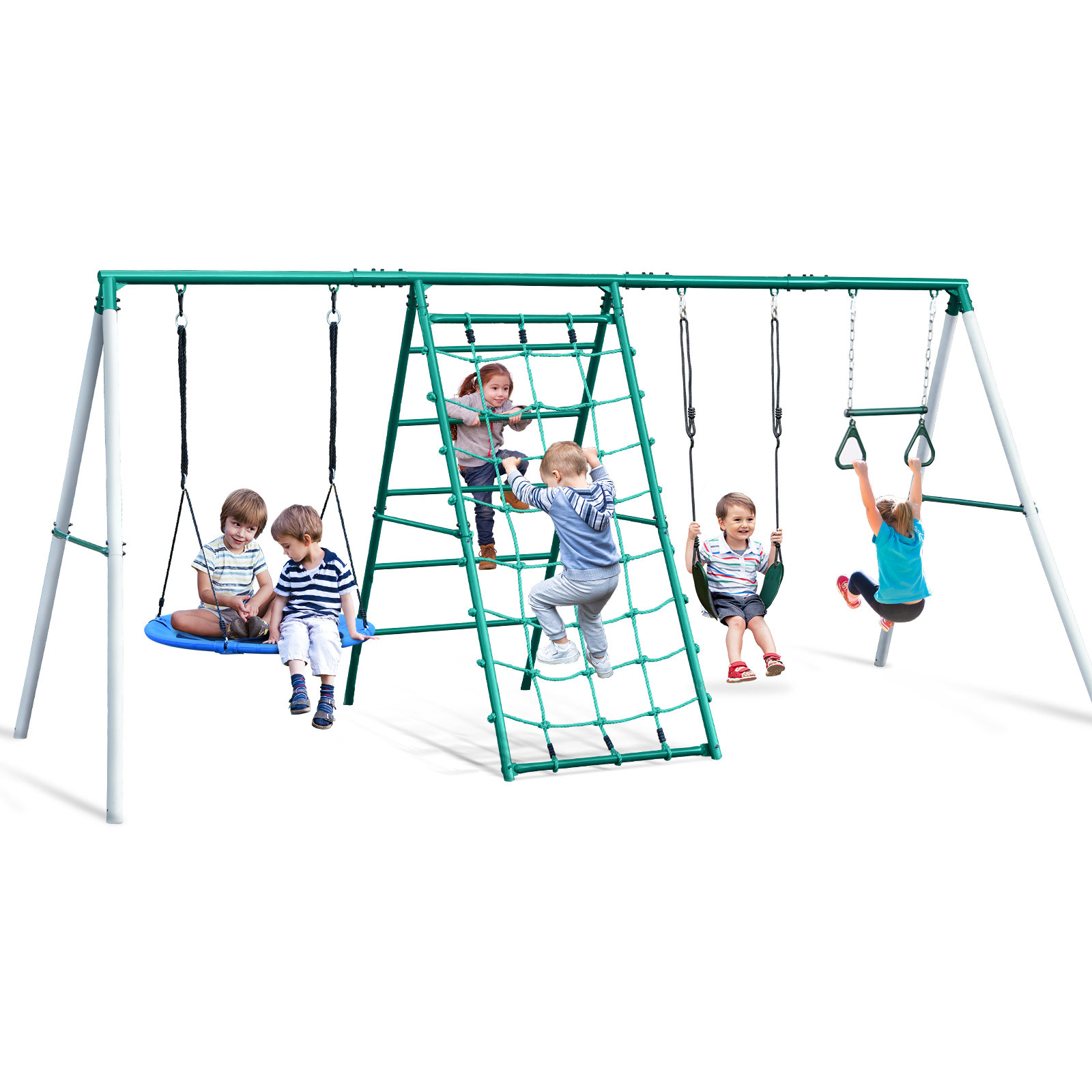 Klo Kick Swing Sets with Saucer Swing,Belt Swing,Trapeze Bar,Climbing ...