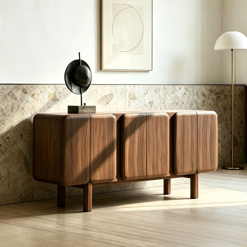 Buffet luxueux rétro de style chinois, H 29,5 po x l 70,8 po x P 17,7 po